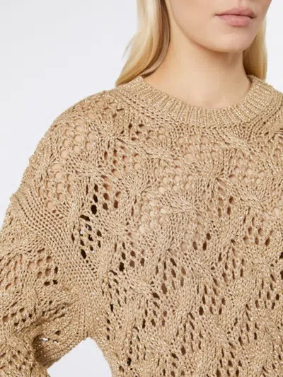 Max Mara Diamond-patterned Cordonnet Sweater In Brown