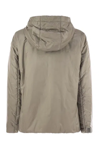 Max Mara The Cube Green Hooded Jacket With A Zip Front By The Cube In Gray