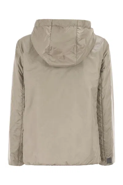 Max Mara The Cube Green Hooded Jacket With A Zip Front By The Cube In Gray