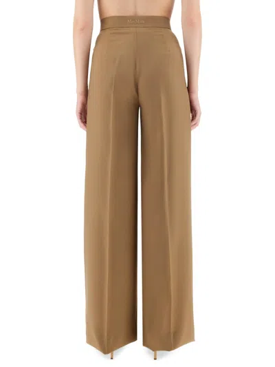 Max Mara Wide Pants Fernet In Brown