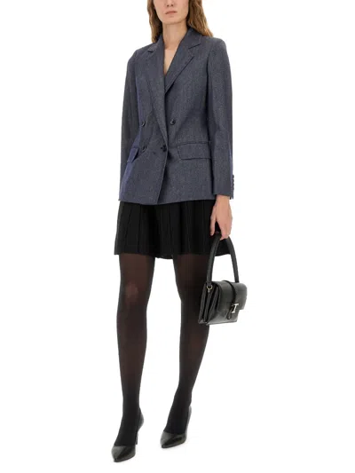 Max Mara Wool Jacket With Notched Lapels And Back Vent In Gray
