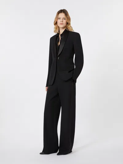 Max Mara Wool Gabardine Trousers In Black