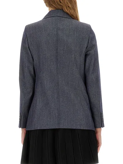 Max Mara Wool Jacket With Notched Lapels And Back Vent In Gray