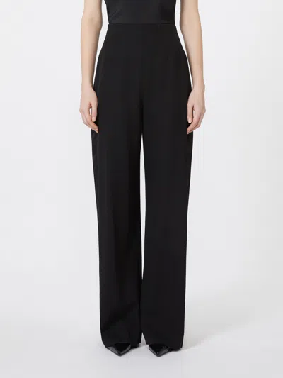 Max Mara Wool Gabardine Trousers In Black