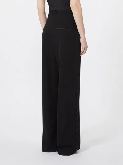 Max Mara Wool Gabardine Trousers In Black