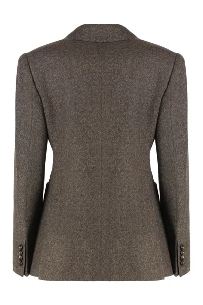 Max Mara Wool Tweed Jacket In Brown
