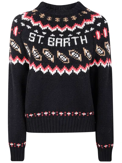 Mc2 Saint Barth Intarsia-knit Sweater In Blue