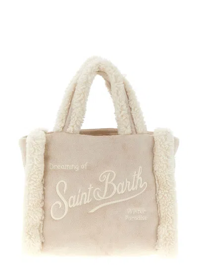 Mc2 Saint Barth Shearling Embroidery Mini Bag In Neutral
