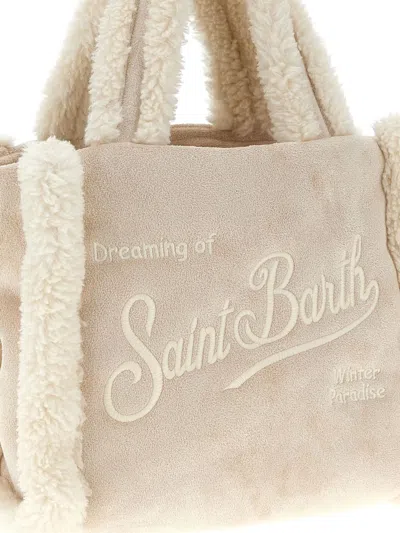 Mc2 Saint Barth Shearling Embroidery Mini Bag In Neutral