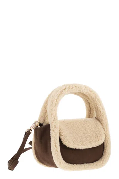 Mc2 Saint Barth Gilda Mutton - Mini Shearling Bag In Brown