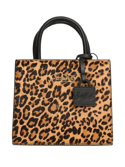 Mc2 Saint Barth Leopard Brushed Leather Shop Bag Mini In Animal Print