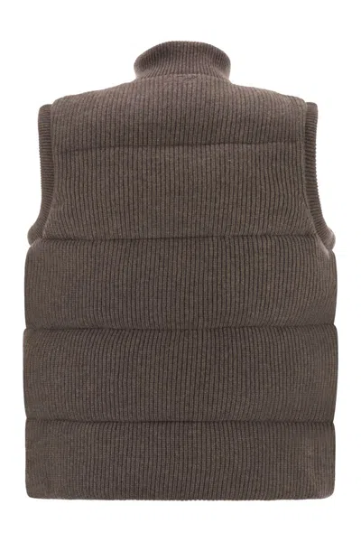 Mc2 Saint Barth Ribbed Zip Gilet In Brown