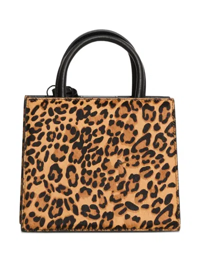 Mc2 Saint Barth Leopard Brushed Leather Shop Bag Mini In Animal Print