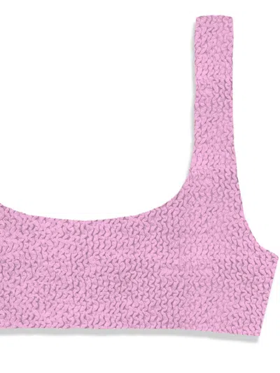 Mc2 Saint Barth Bralette Bikini Top With Crinkle Textured Fabric In Pink