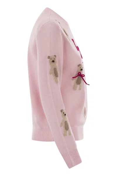 Mc2 Saint Barth Pink Wool Blend New Queen Embroidered Sweater In Pink