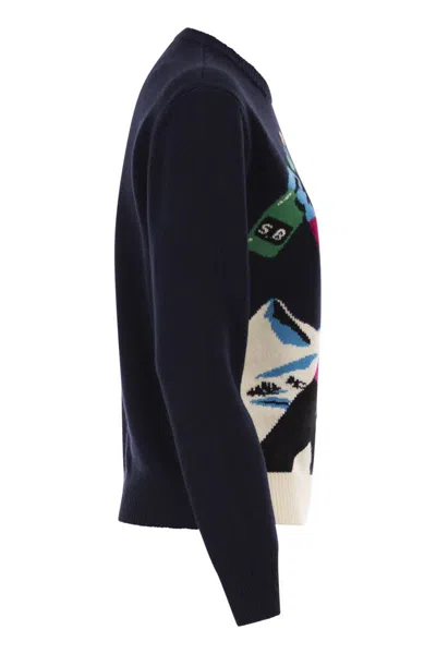 Mc2 Saint Barth New Queen Wool Blend Jumper With Embroidery In Black