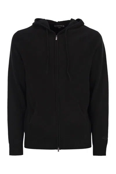 Mc2 Saint Barth Wool Cardigan With Zip In Black