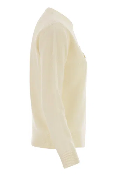 Mc2 Saint Barth Wool And Alpaca Blend Jumper With Favolosa Embroidery In Neutral