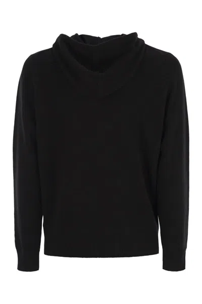 Mc2 Saint Barth Wool Cardigan With Zip In Black