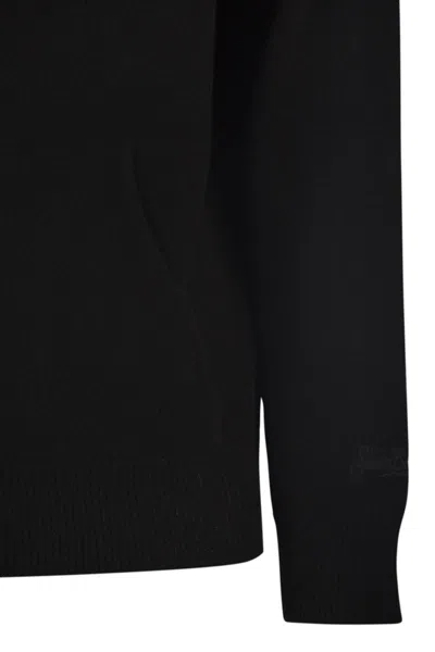 Mc2 Saint Barth Wool Cardigan With Zip In Black