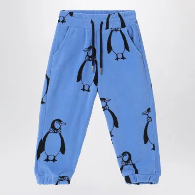 Mini Rodini Blue Jogging Trousers With Penguins In Blue