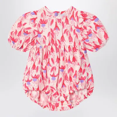 Mini Rodini Red Patterned Organic Cotton Bodysuit In Multi