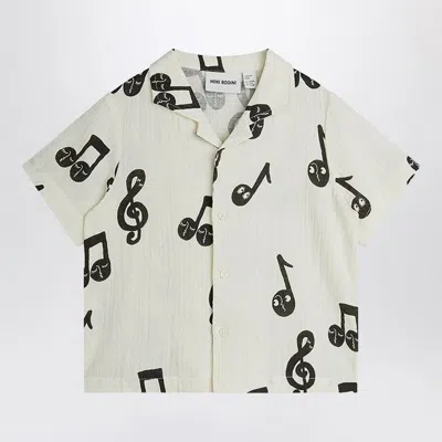 Mini Rodini White Shirt With Musical Notes In White