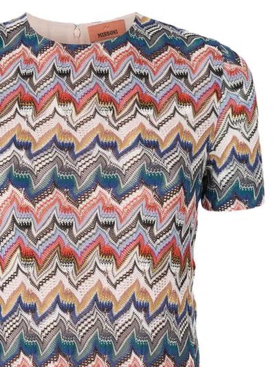 Missoni Short Dress With Half Sleeves In Embroidered Lace In Multi