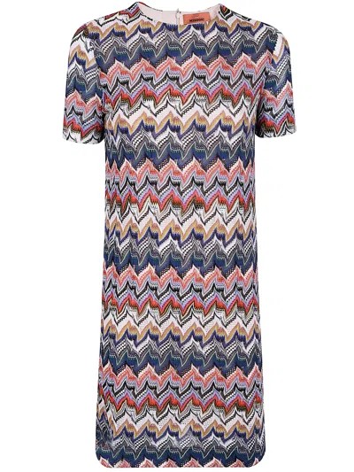 Missoni Short Dress With Half Sleeves In Embroidered Lace In Multi