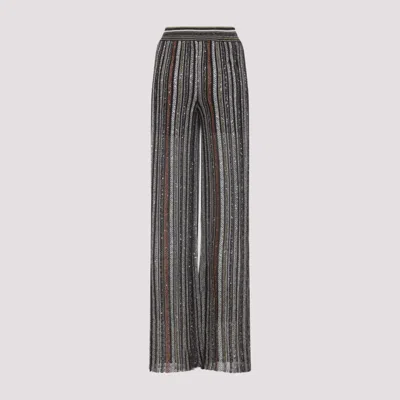 Missoni Pantalone In Misto Viscosa Stretch Ricamata Donna In Gray