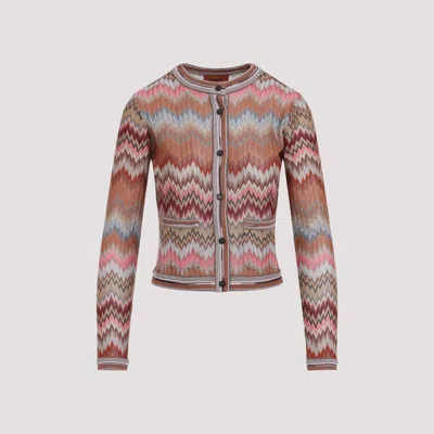 Missoni Pink And Rust Buttoned Viscose Cardigan In Multi