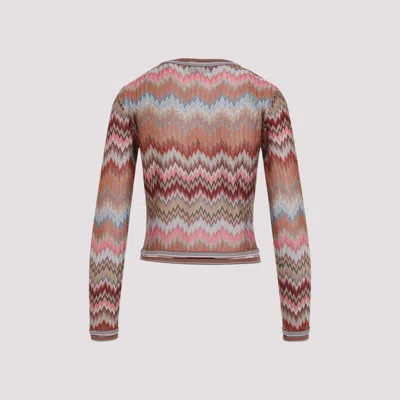 Missoni Pink And Rust Buttoned Viscose Cardigan In Multi