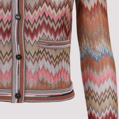 Missoni Pink And Rust Buttoned Viscose Cardigan In Multi