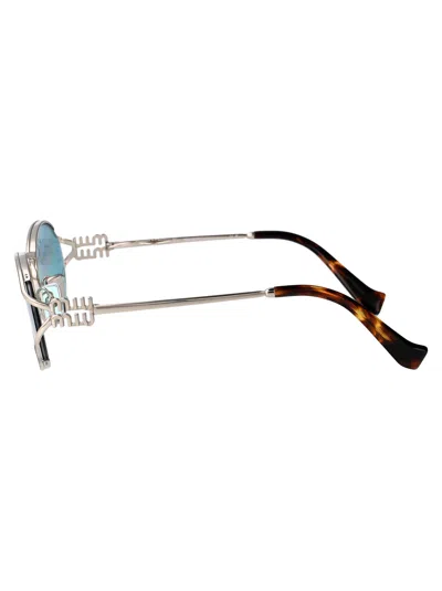 Miu Miu Argento Metal Sunglasses In Metallic