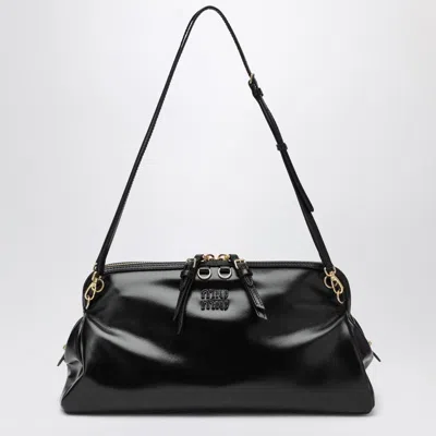 Miu Miu Black Glossy Leather Bag In Black