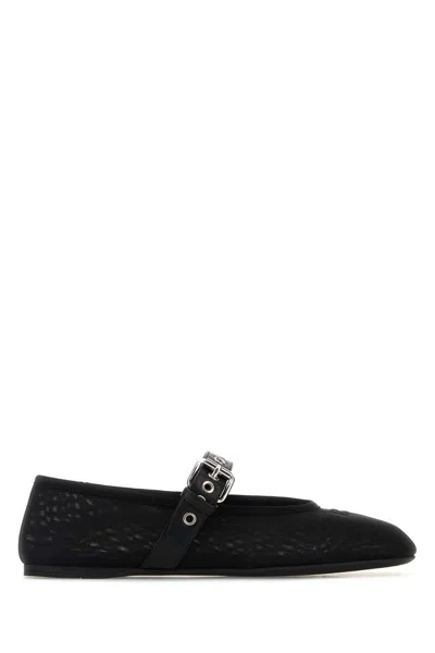 Miu Miu Black Mesh Ballerinas In Black