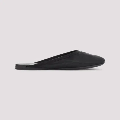 Miu Miu Logo-embroidered Flat Mules In Black