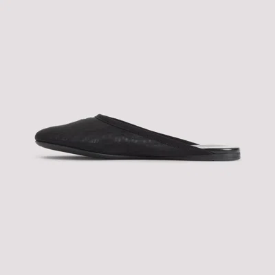 Miu Miu Logo-embroidered Flat Mules In Black