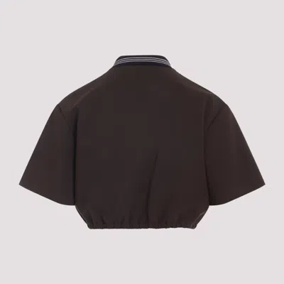 Miu Miu Cacao And Blue Cropped Viscose Top In Multi