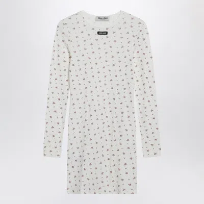 Miu Miu Printed Mini Dress In White
