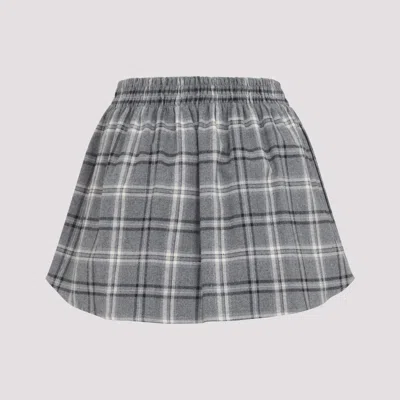 Miu Miu Embroidered Flannel Mini Skirt In Gray