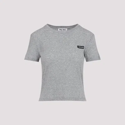 Miu Miu Grey Cotton T-shirt In Gray