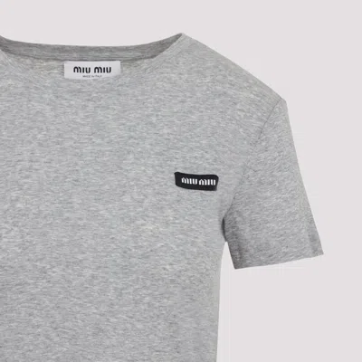 Miu Miu Grey Cotton T-shirt In Gray