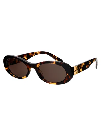 Miu Miu Havana Acetate Sunglasses In Brown
