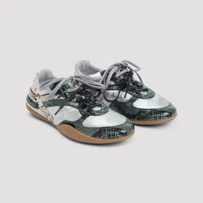 Miu Miu Gymnasium Technical Fabric And Python-print Ayers Leather Sneakers In Gray