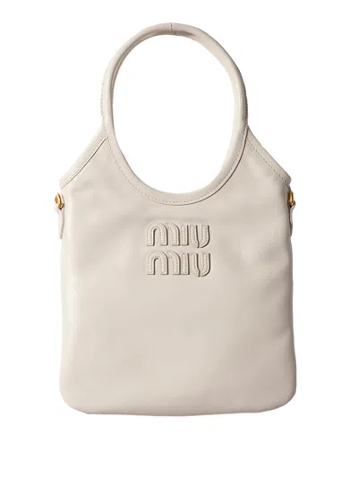 Miu Miu Ivy Leather Handbag In White