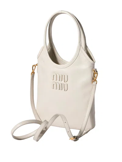 Miu Miu Ivy Leather Handbag In White