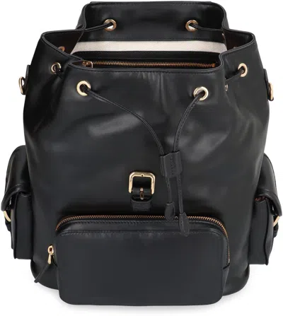 Miu Miu Leather Backpack In Black