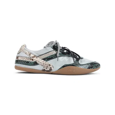 Miu Miu Gymnasium Technical Fabric And Python-print Ayers Leather Sneakers
