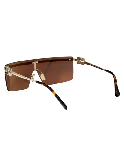 Miu Miu Womens Gold Mu 50zs Irregular-frame Metal Sunglasses In Brown